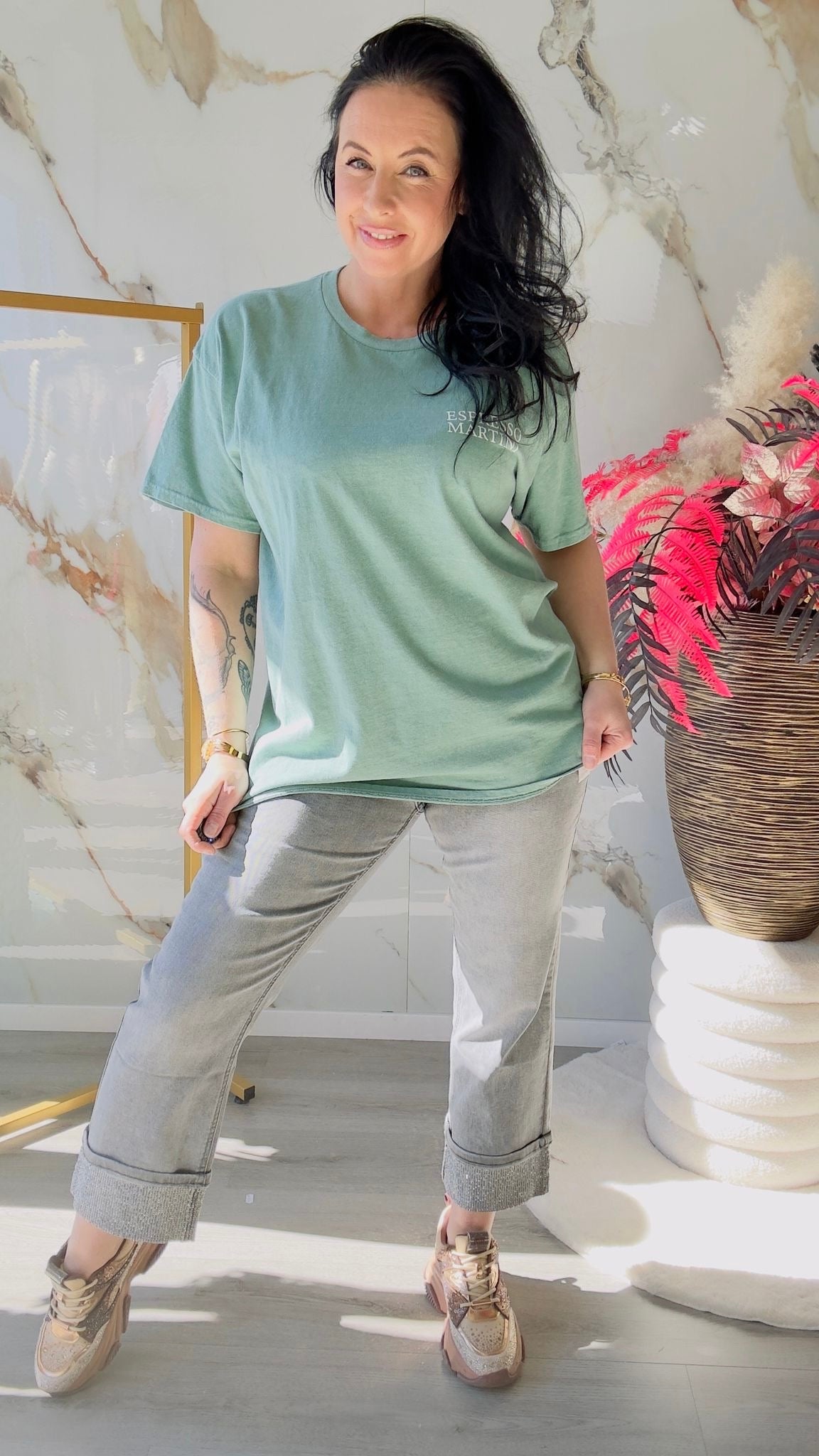 Oversized T-shirt | Espresso | Groen