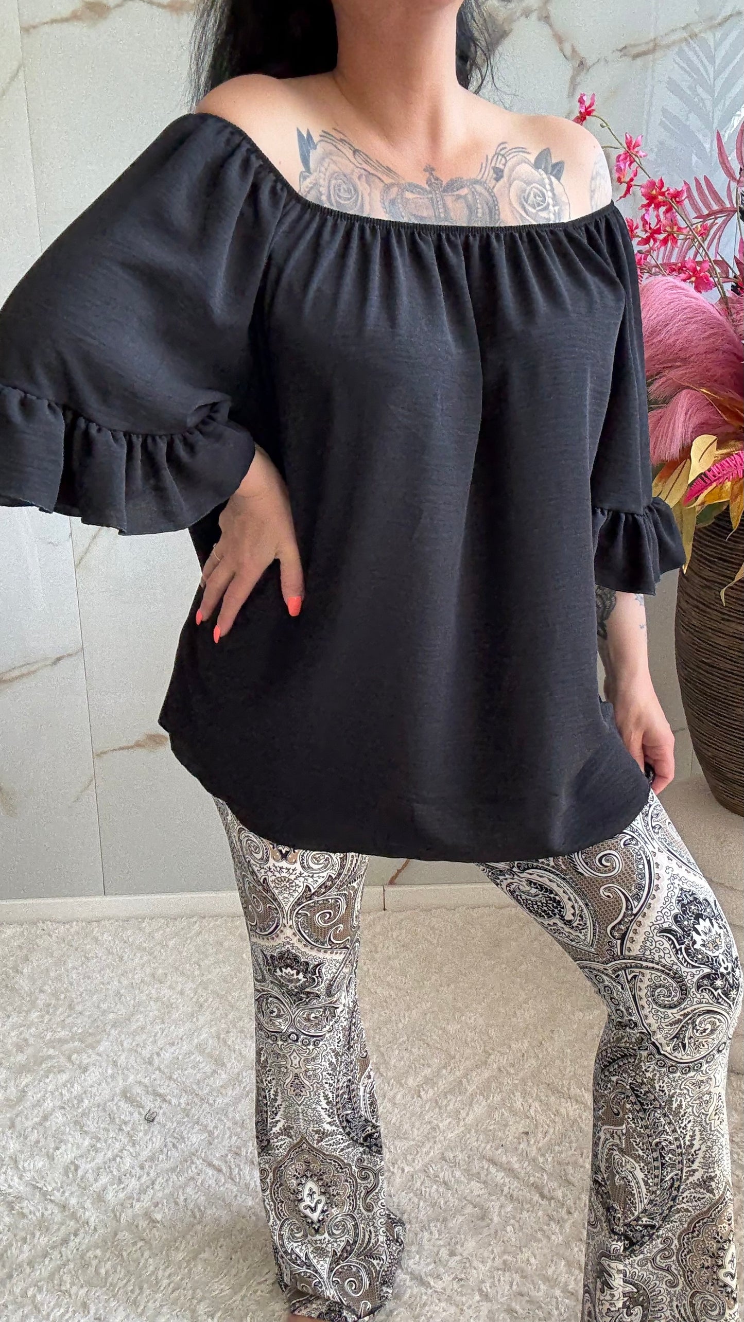 Wijde Top | Zwart | 38-46