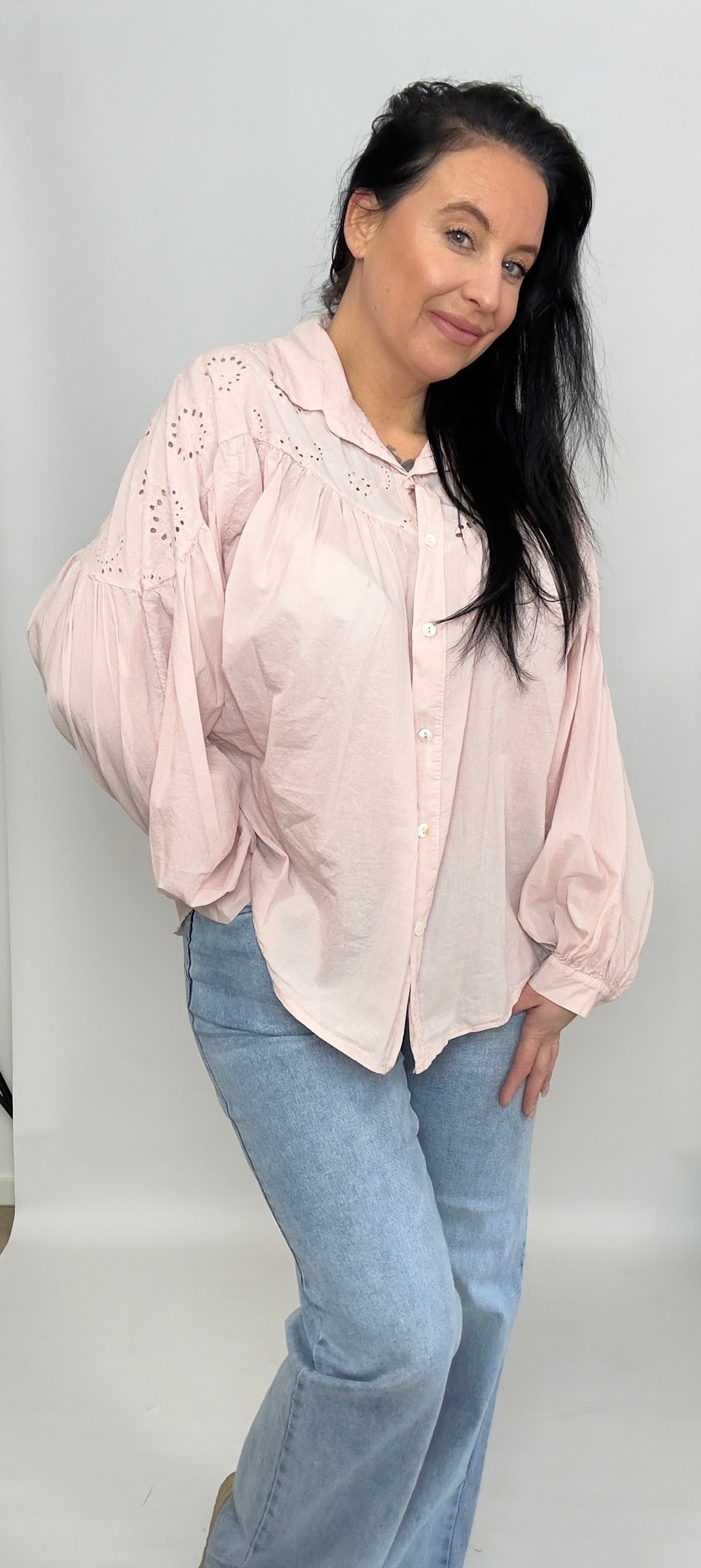 Jess | Broderie Overhemd Roze | 38-50