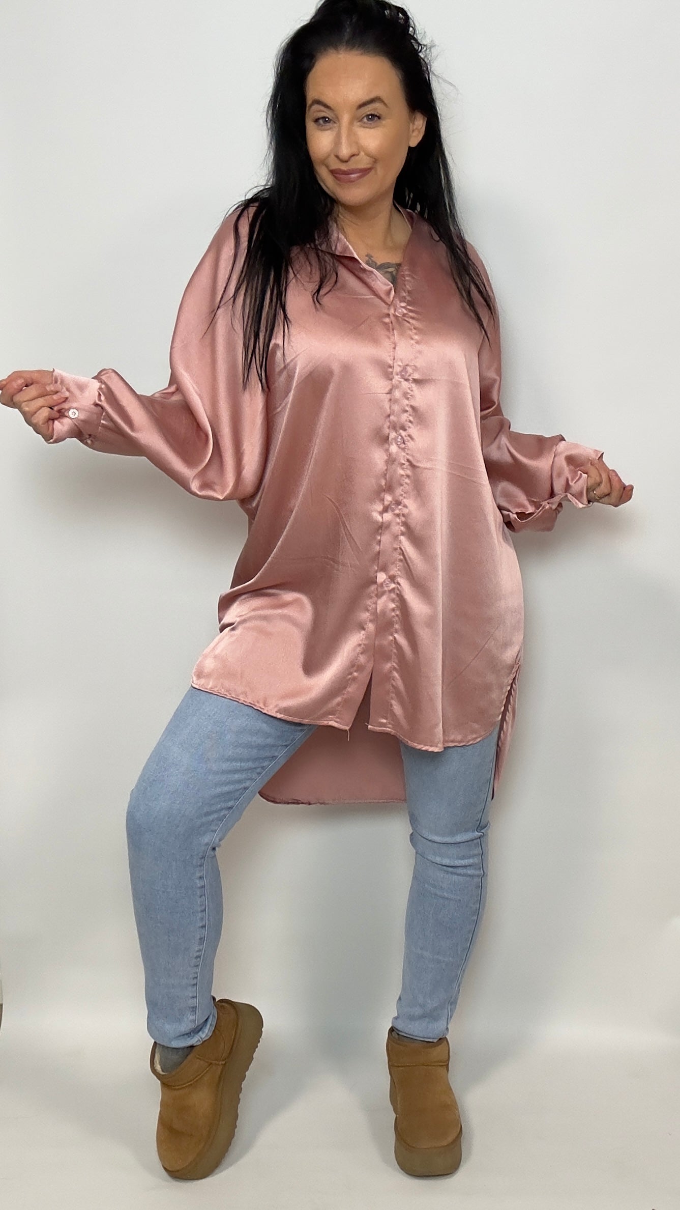 Lange Silk Blouse Roze