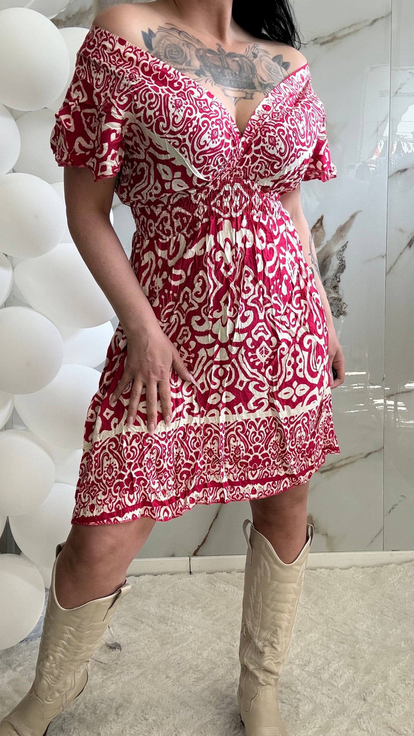 Kort Jurkje Print | 77510 | Fuchsia