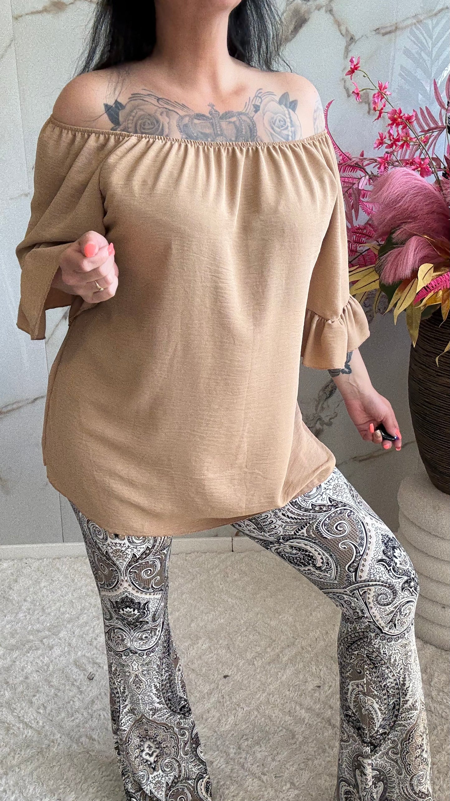 Wijde Top | Camel | 38-46