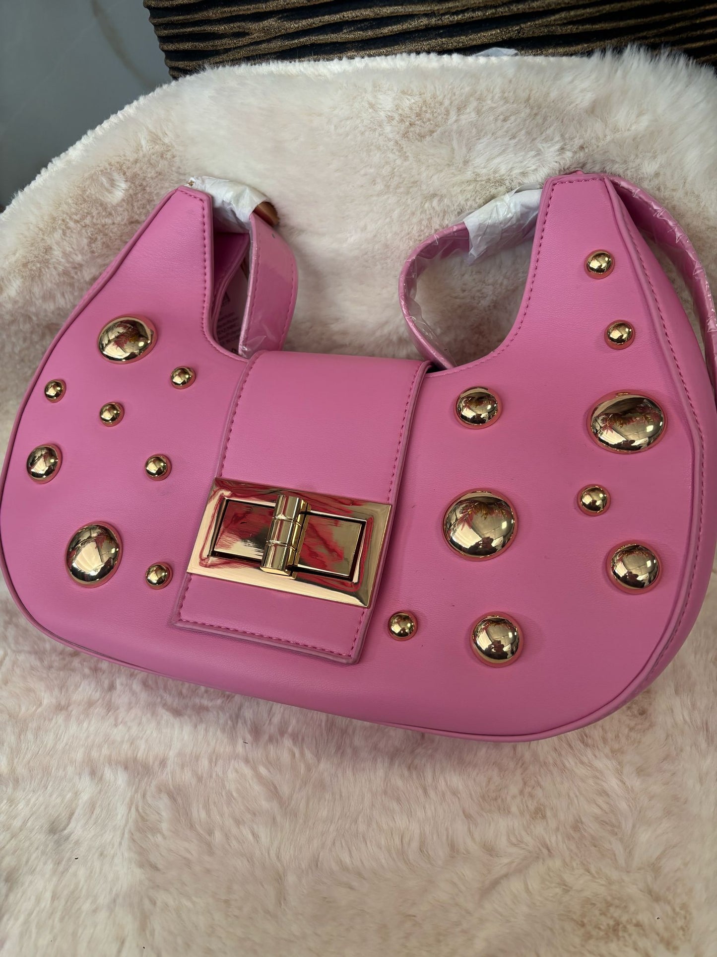 Half ronde Cross Body met goud | Roze