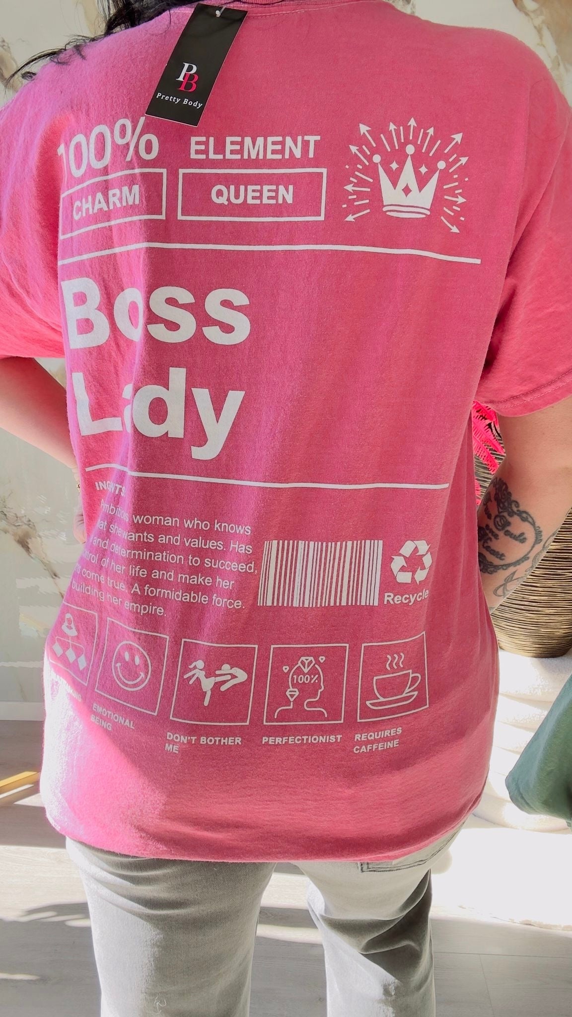 Oversized T-shirt | Bosslady | Roze