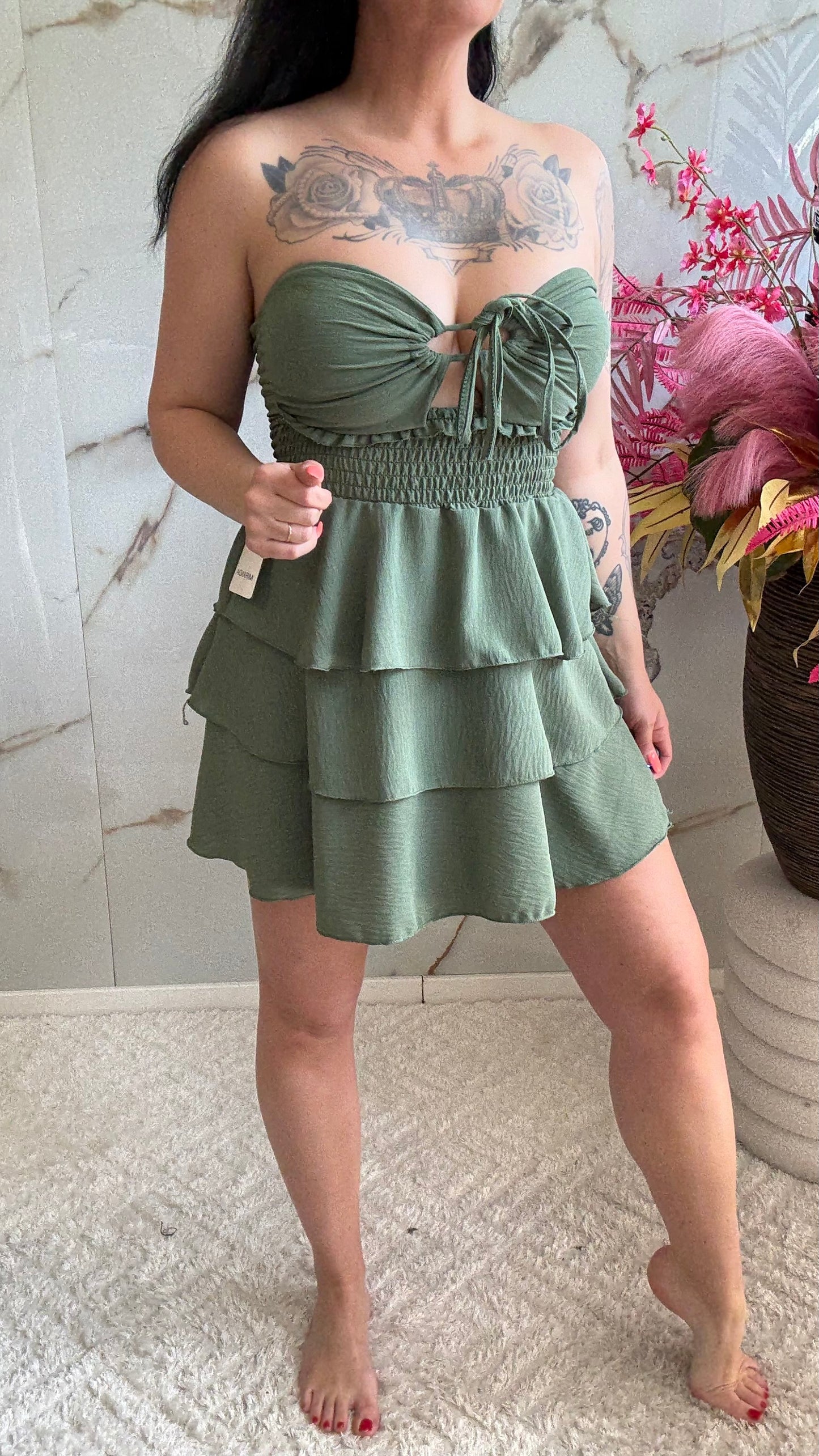 Off Shoulder Jurkje | Groen | 34-40