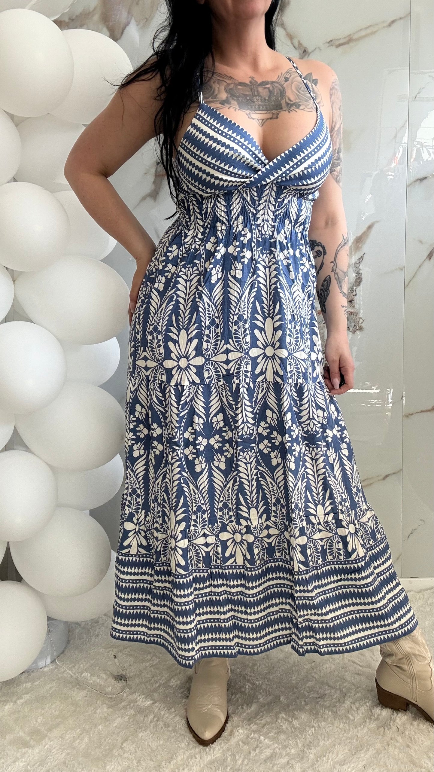 Lange Jurk Spaghettibandjes | 68601 | Blauw