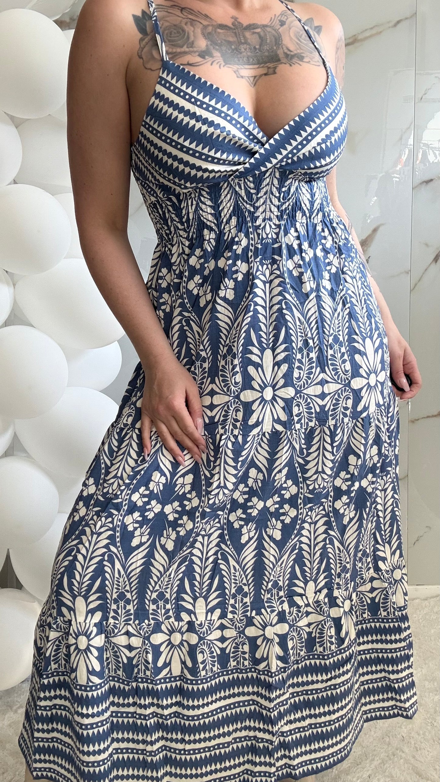 Lange Jurk Spaghettibandjes | 68601 | Blauw
