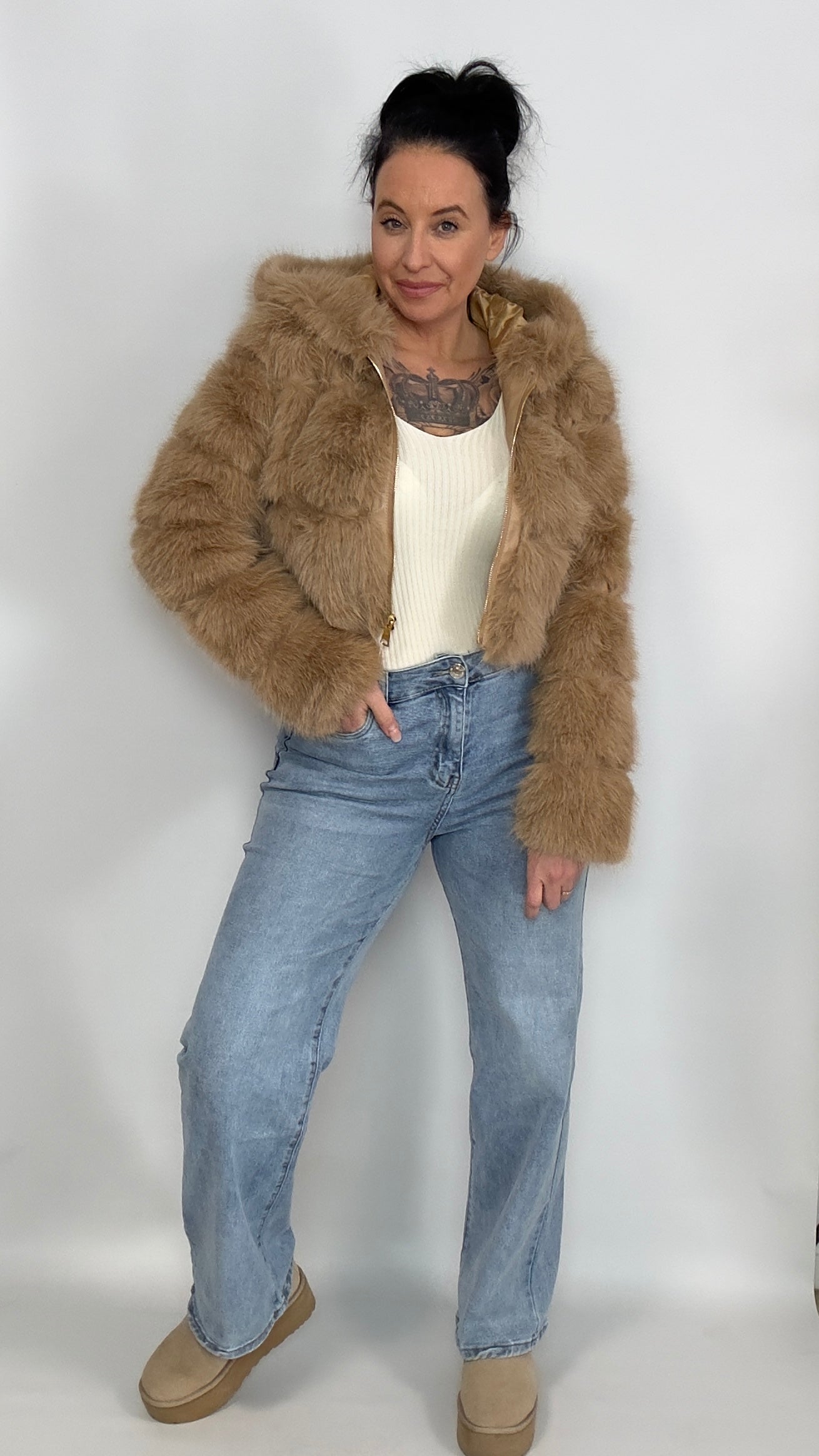 Amy | Luxe Faux Fur Jas | Zachte Imitatiebont | Camel