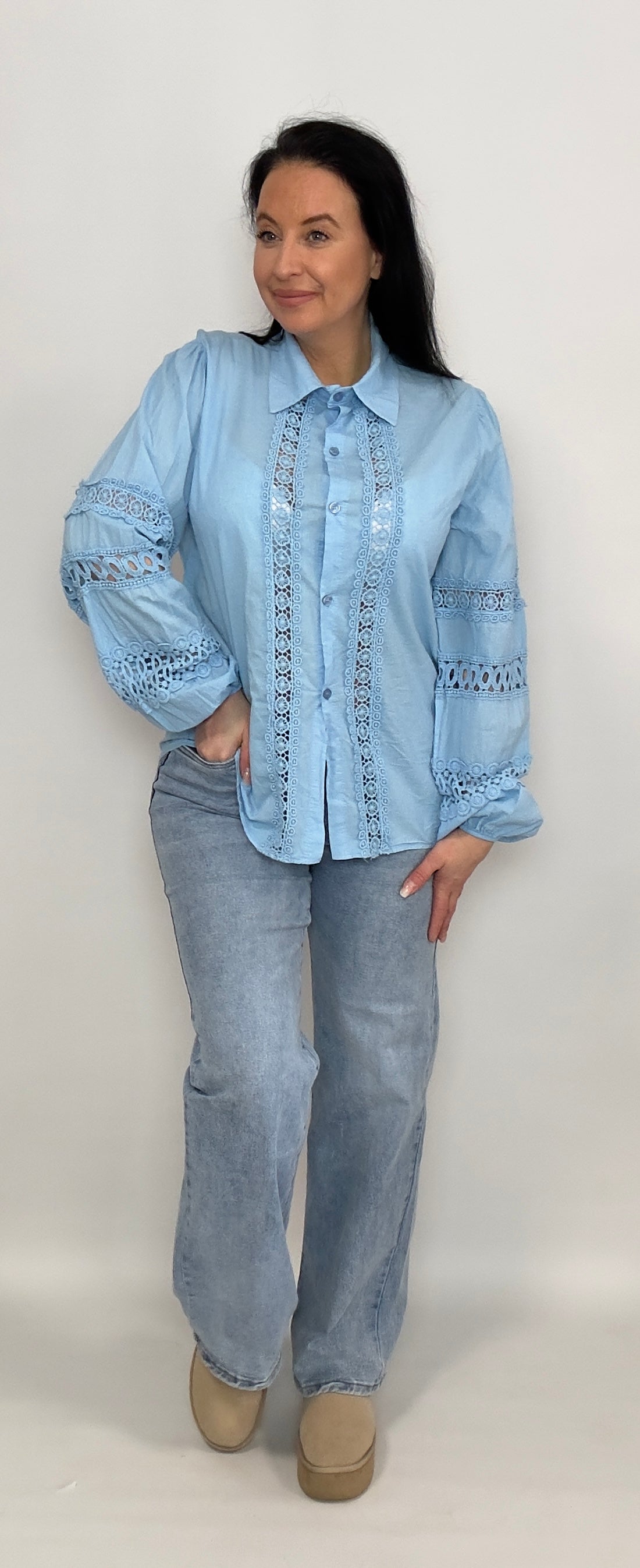 Fay | Overhemd Lace Licht Blauw