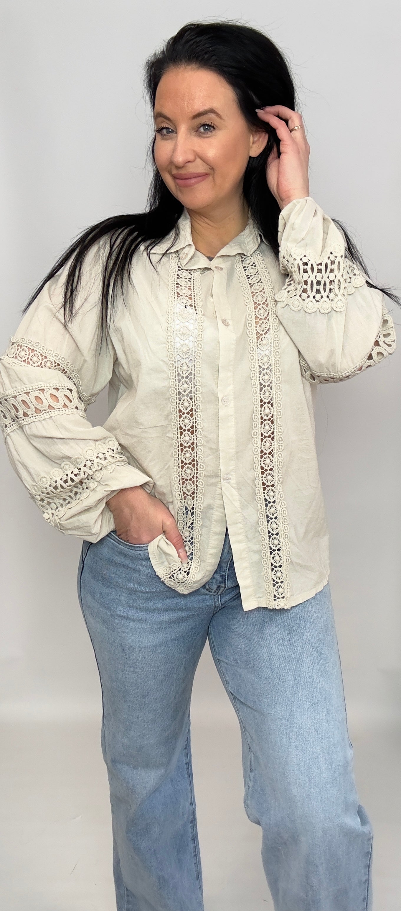 Fay | Overhemd Lace Beige