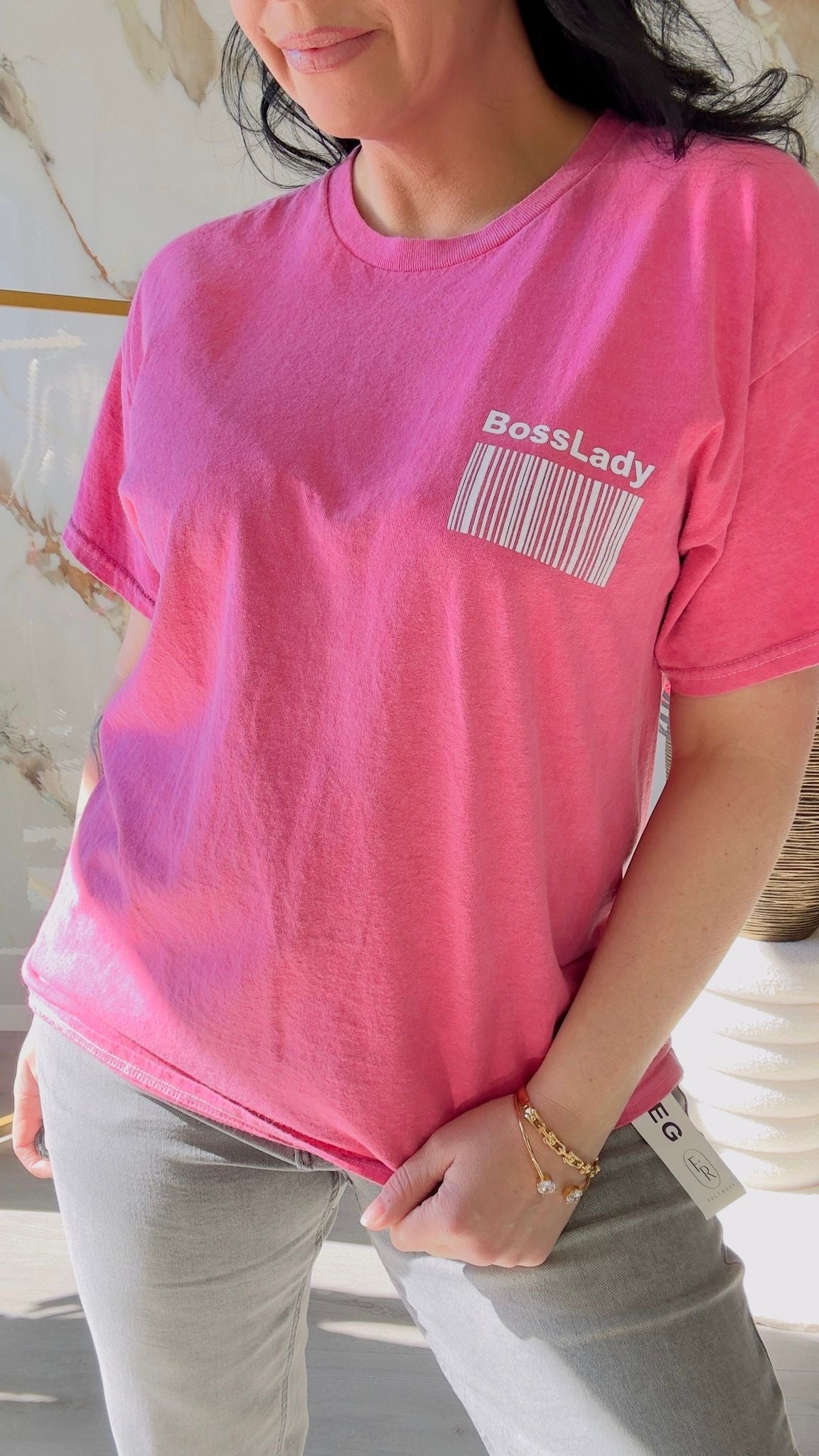 Oversized T-shirt | Bosslady | Roze