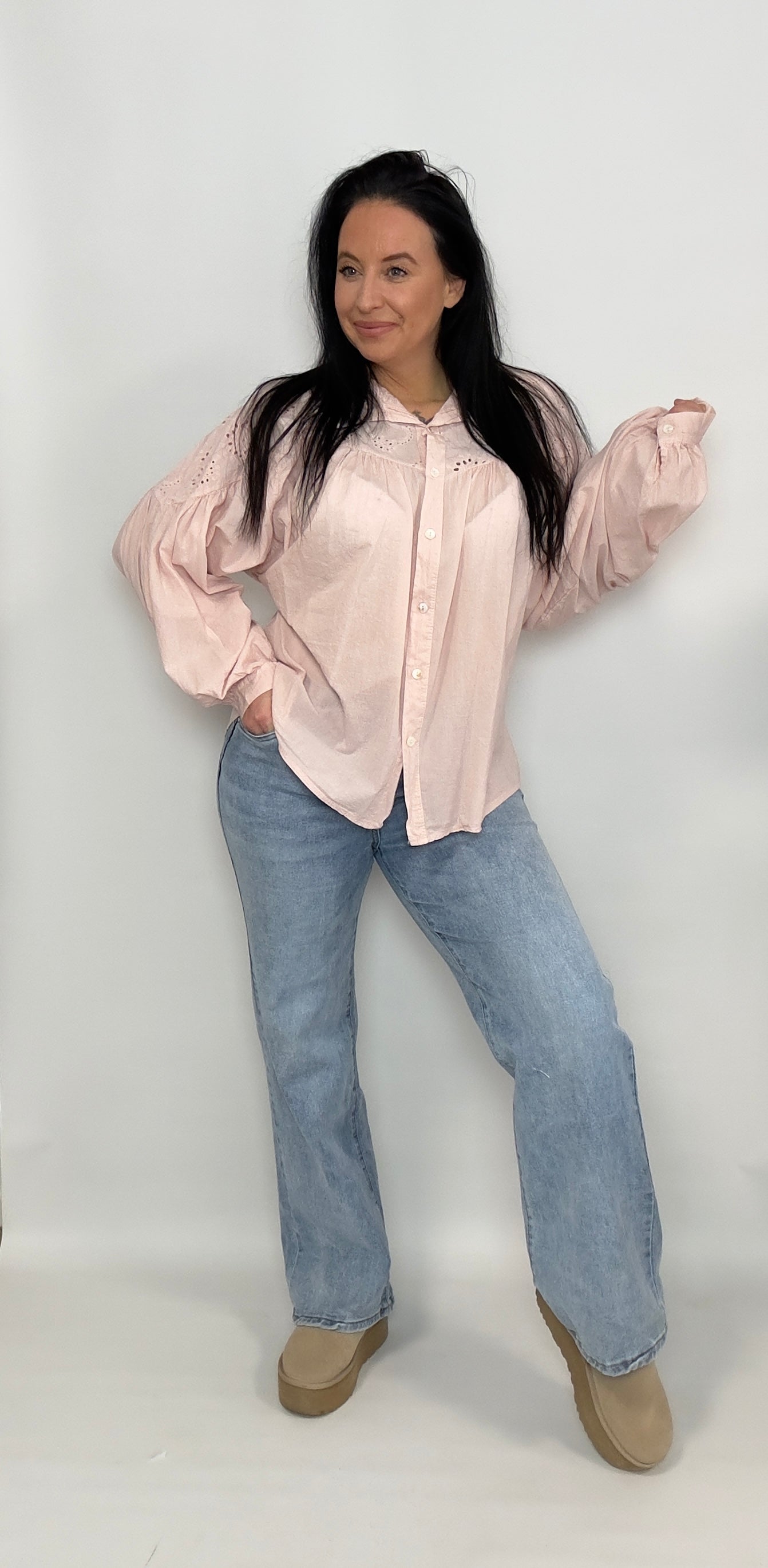 Jess | Broderie Overhemd Roze | 38-50