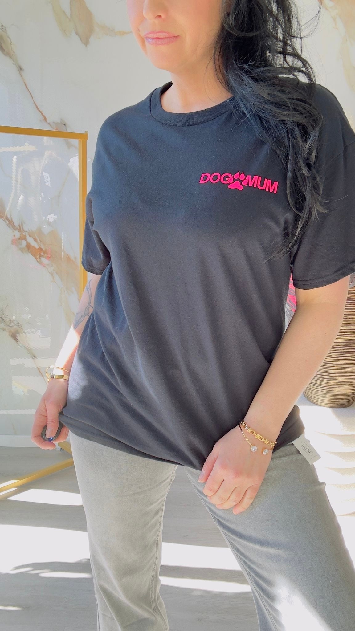 Oversized T-shirt | Dog mum | Zwart