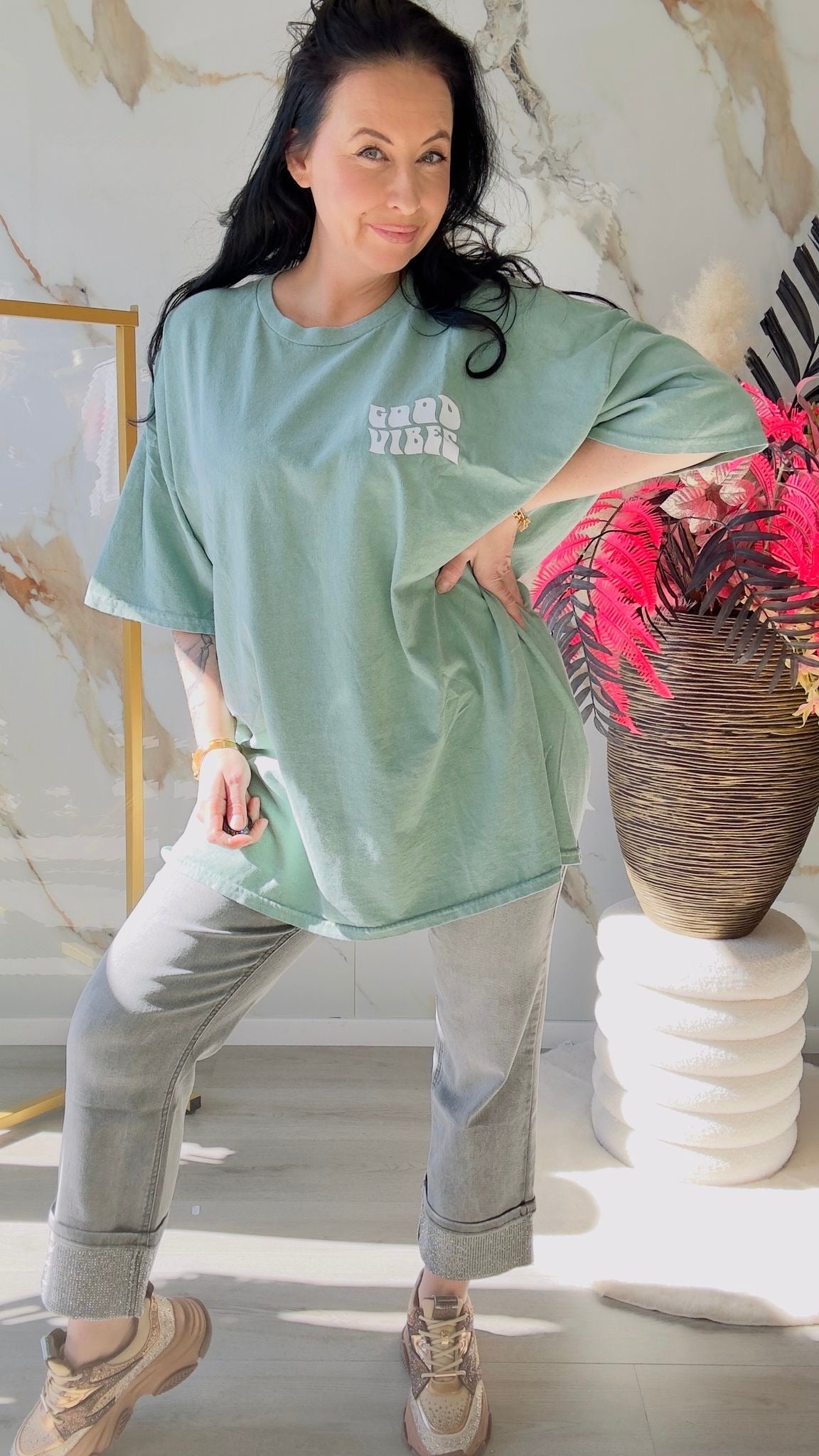 Oversized T-shirt | Good vibes | Groen