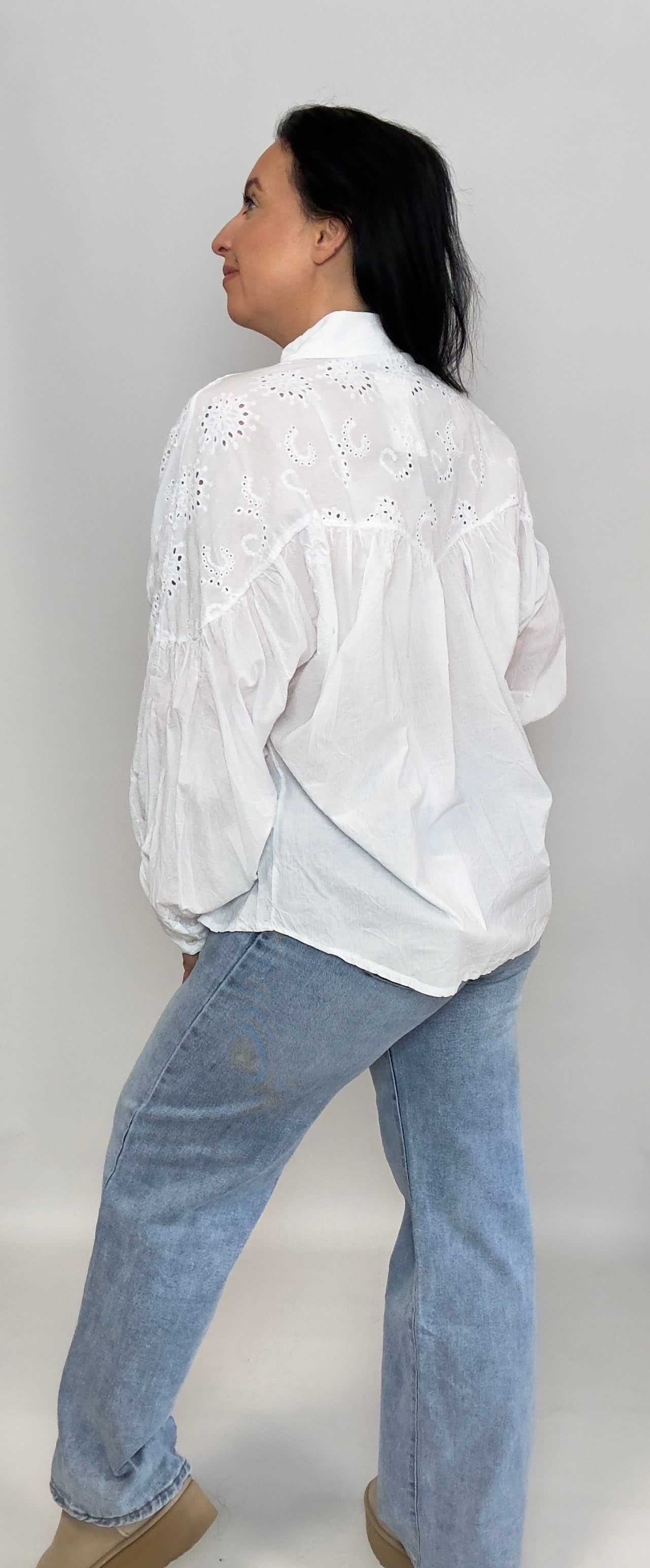 Jess | Broderie Overhemd Wit | 38-50