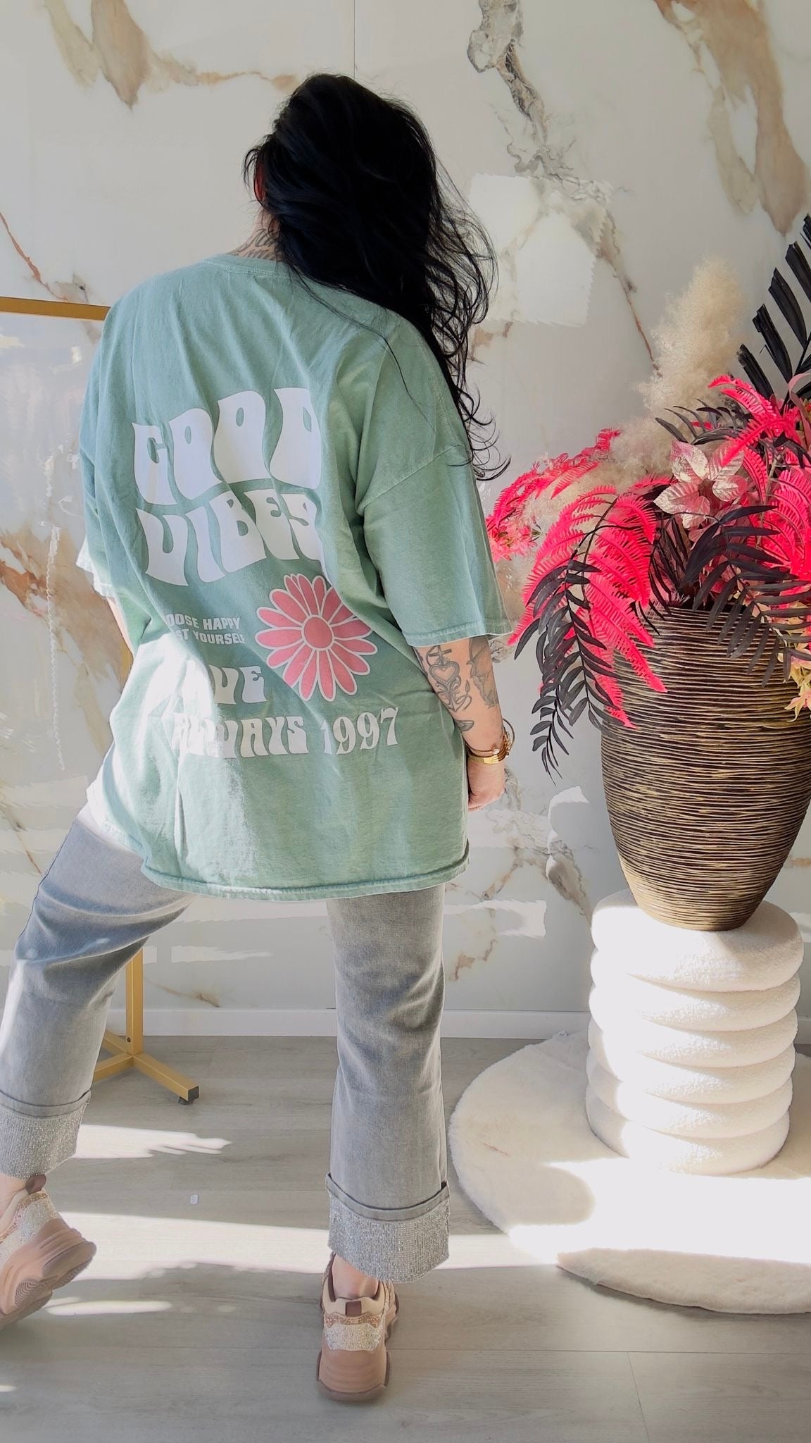 Oversized T-shirt | Good vibes | Groen
