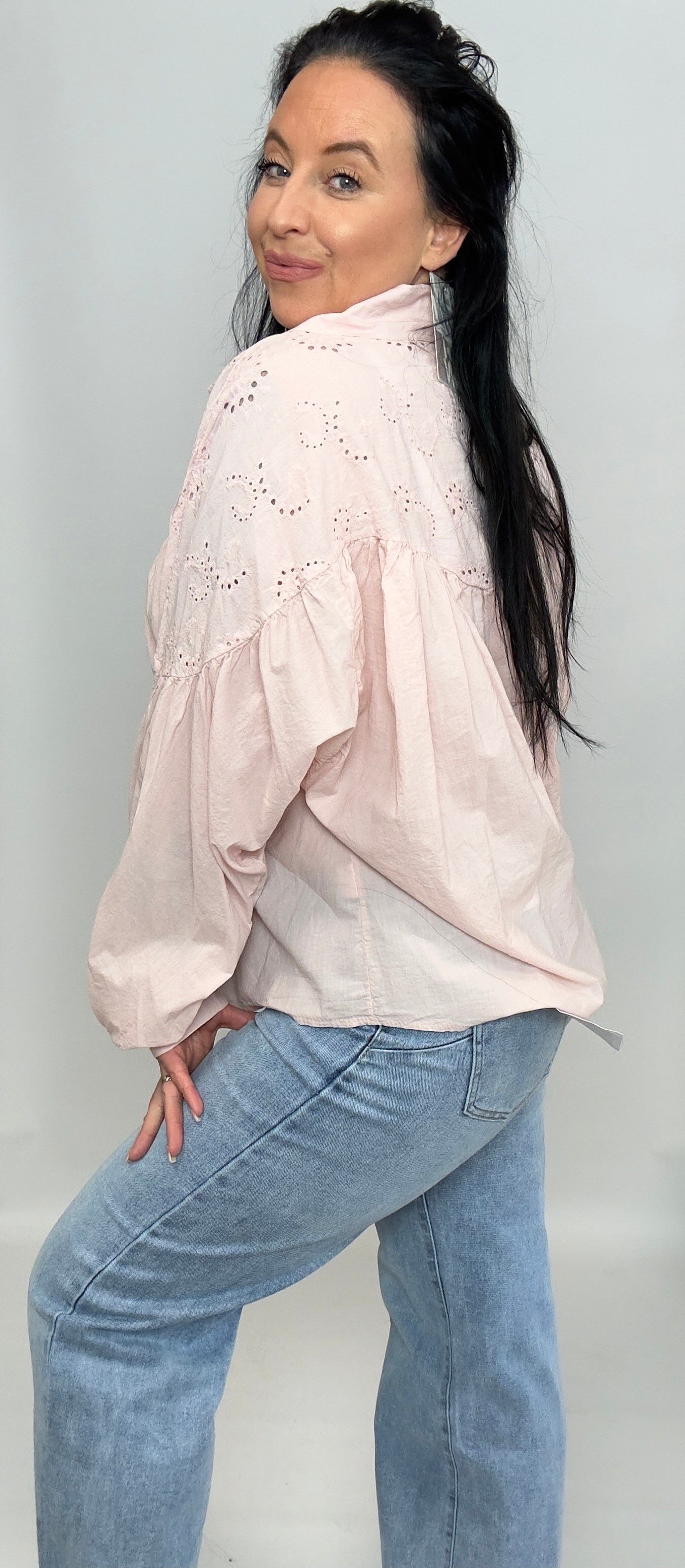 Jess | Broderie Overhemd Roze | 38-50