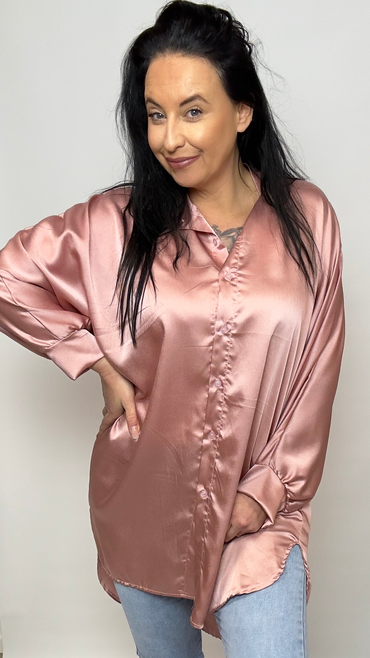 Lange Silk Blouse Roze