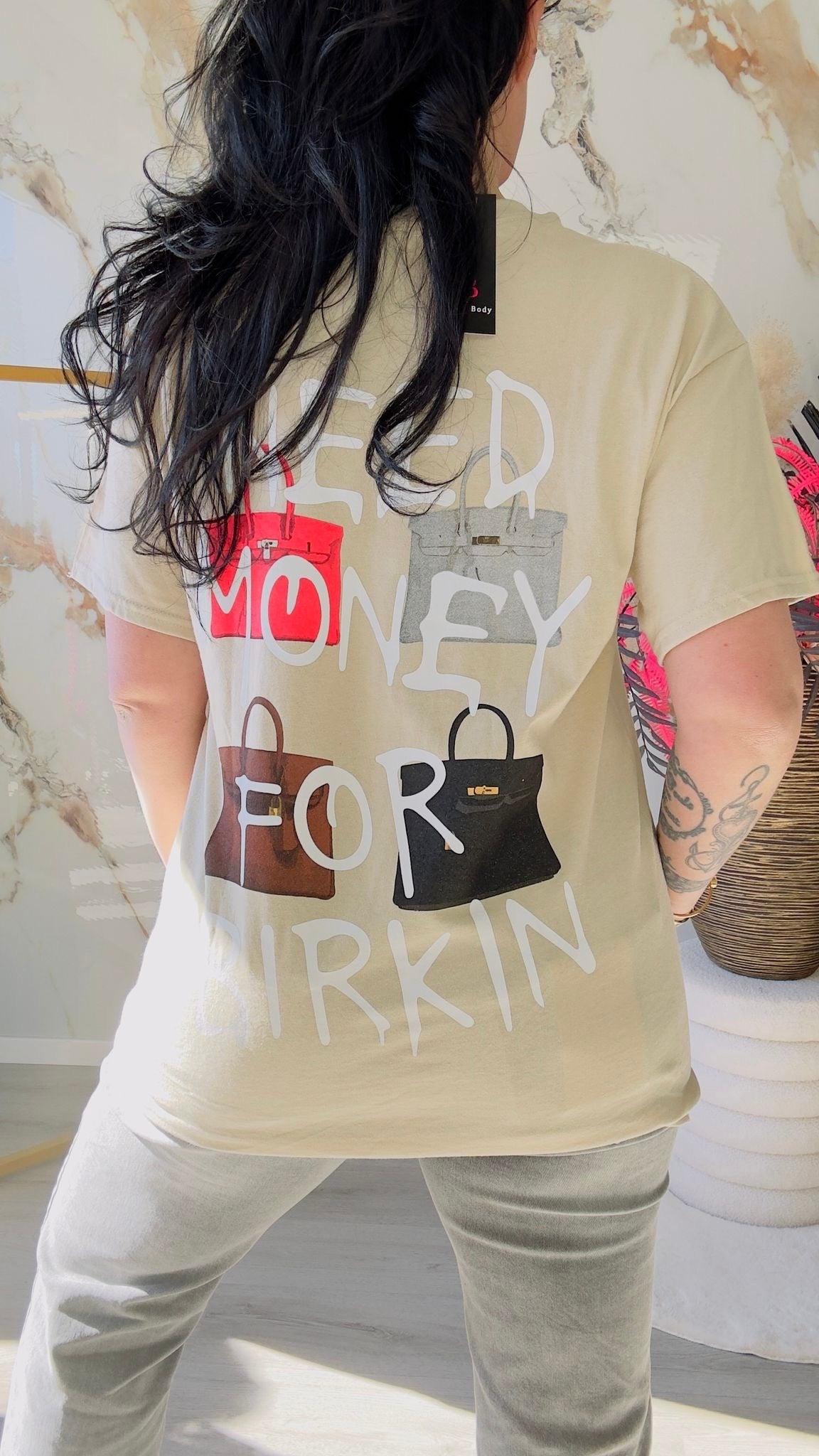 Oversized T-shirt | Money | Beige