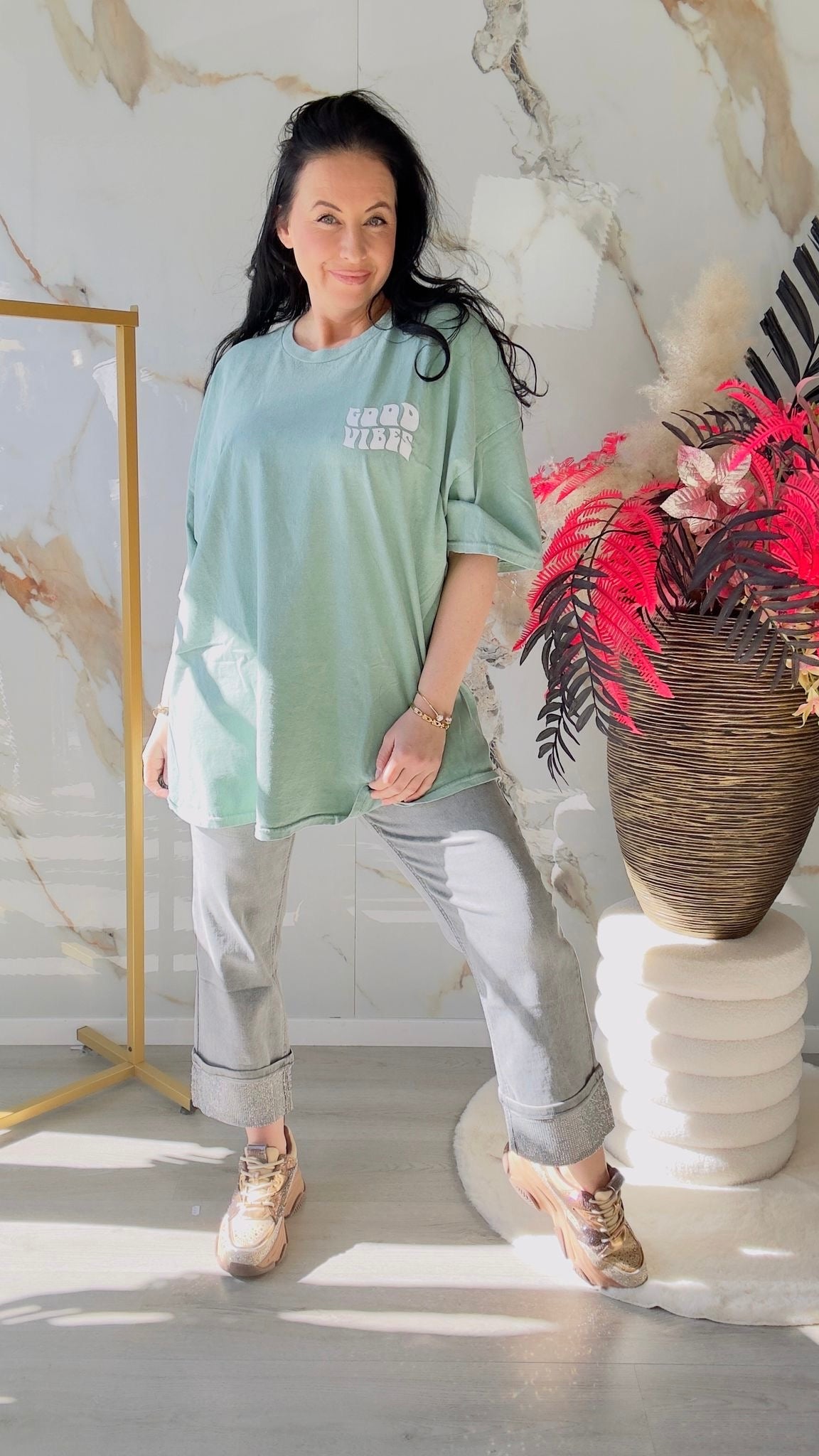 Oversized T-shirt | Good vibes | Groen