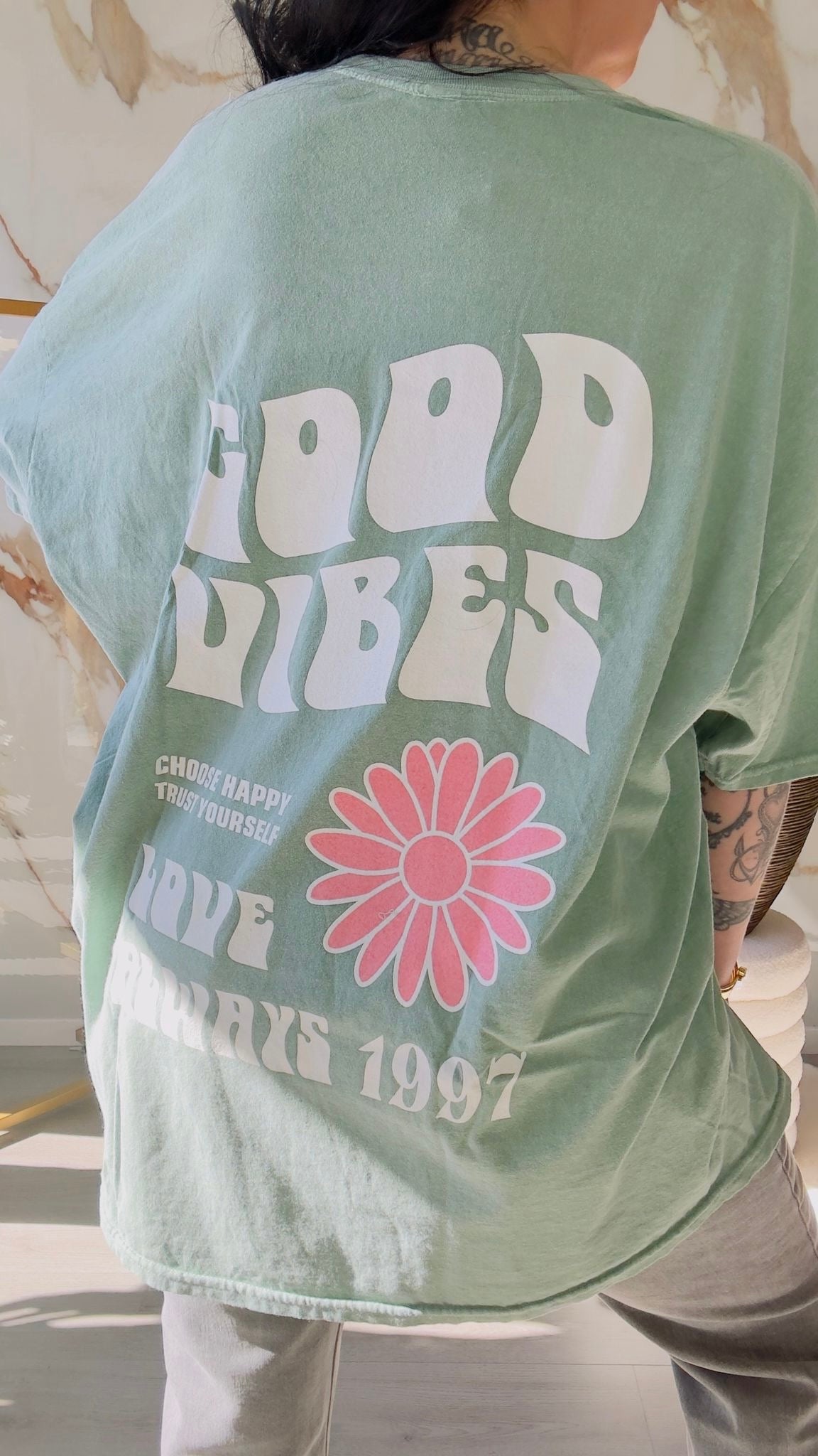 Oversized T-shirt | Good vibes | Groen
