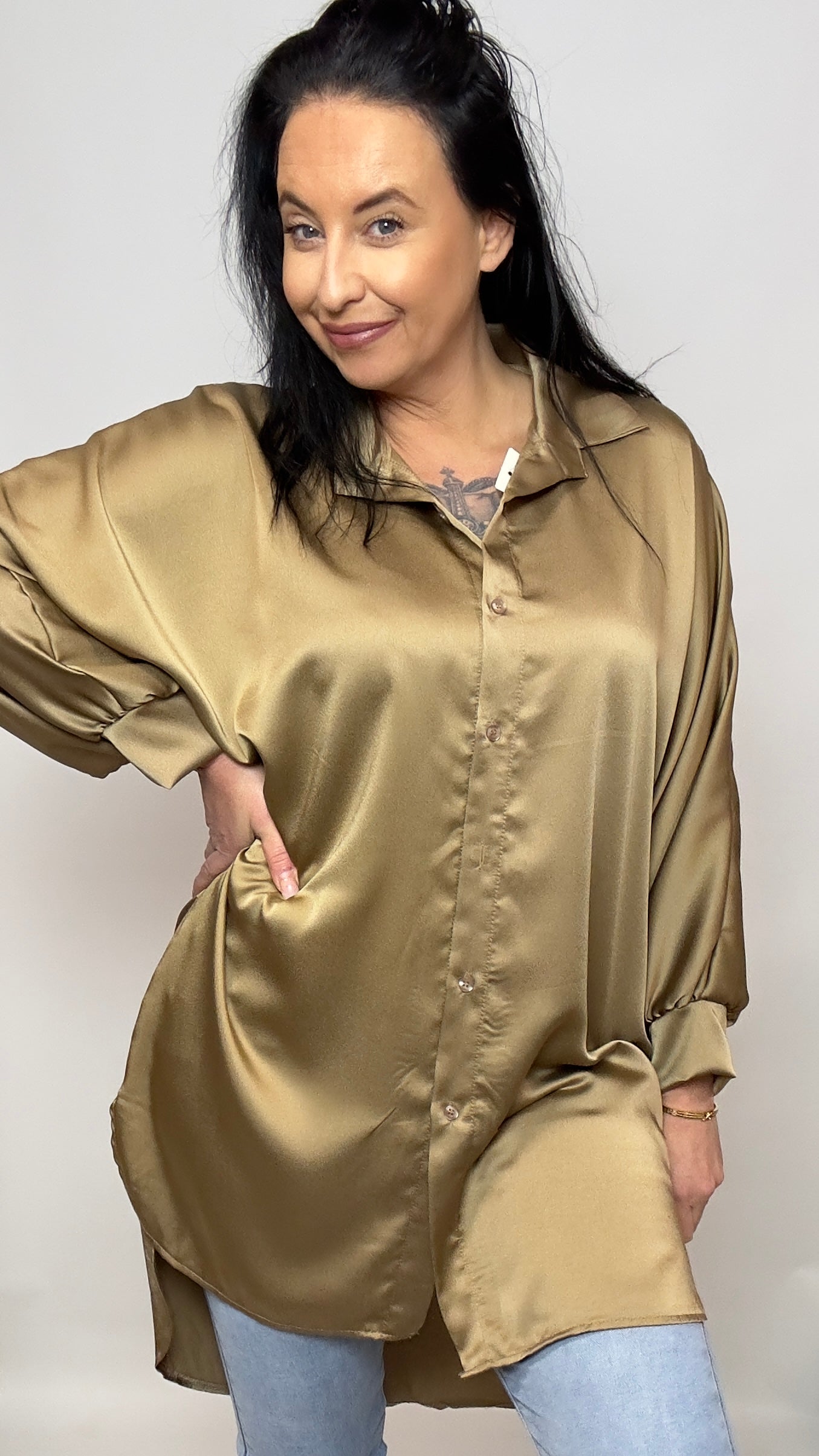 Lange Silk Blouse Goud
