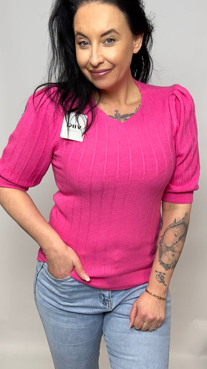 Viki | Top pof mouw Fuchsia