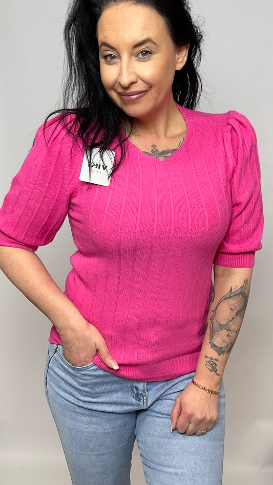 Viki | Top pof mouw Fuchsia