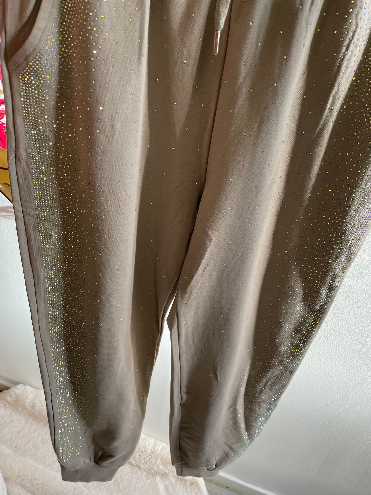 Glitter Jogging Broek - Khaki