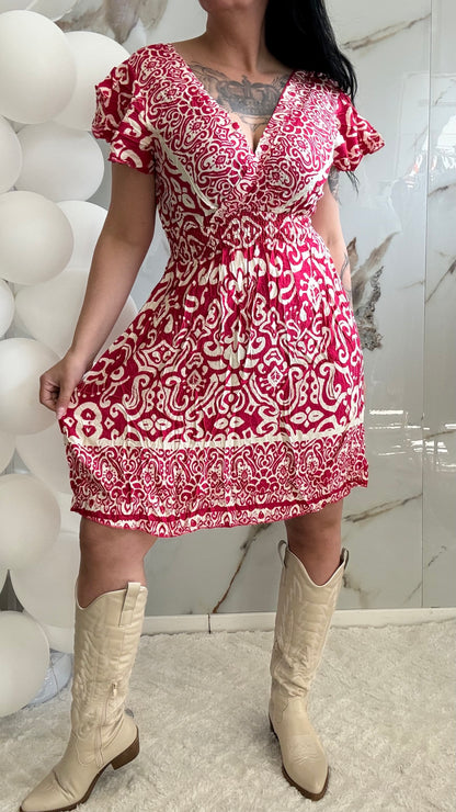 Kort Jurkje Print | 77510 | Fuchsia