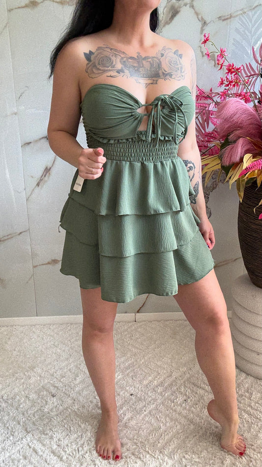 Off Shoulder Jurkje | Groen | 34-40