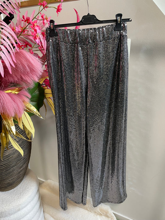 Zilveren Glitter Stretch Broek