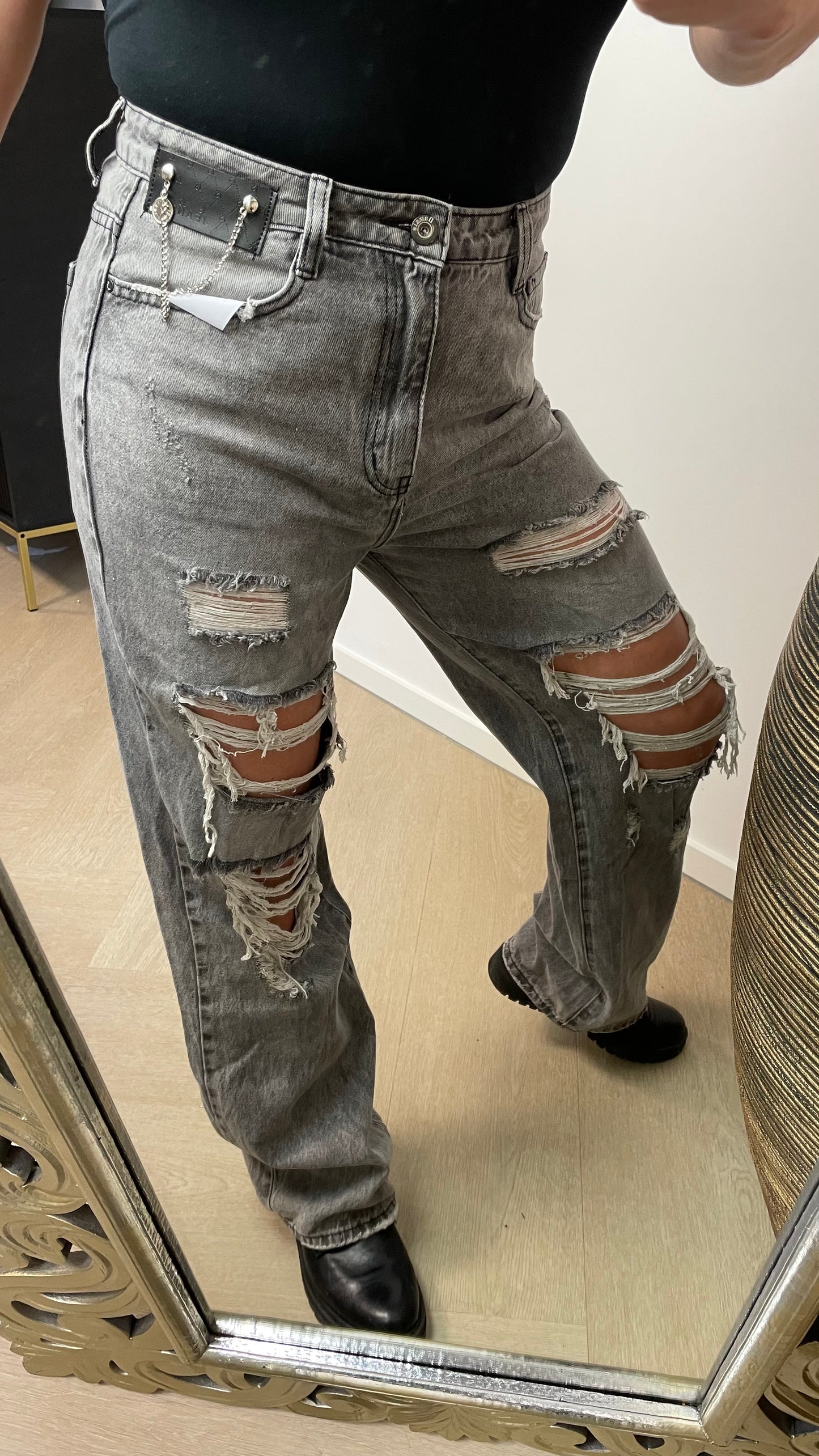 Daisy | Ripped Wideleg Jeans | 34-42 | Grijs