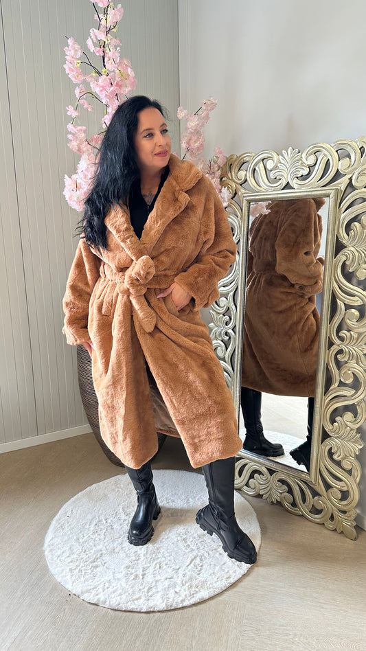 Andy | Faux Fur Jas | Camel