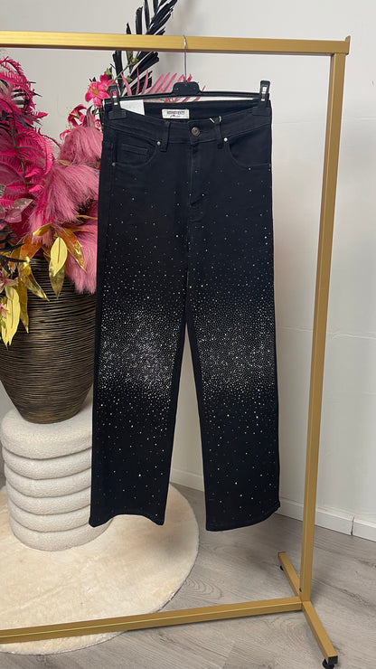 Seven | Wideleg Glitter Jeans | 38-48 | Zwart