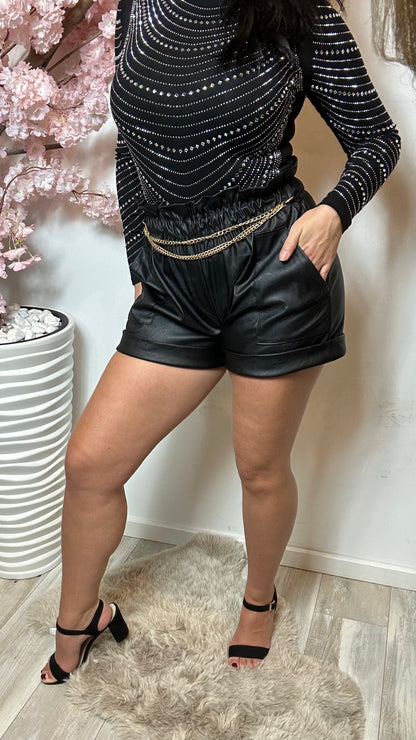 🖤SUUS🖤 Stretch SHORT Leather Look GOLD CHAIN