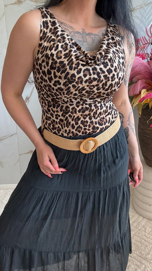 Waterval Top met glitter | Panter | 34-40