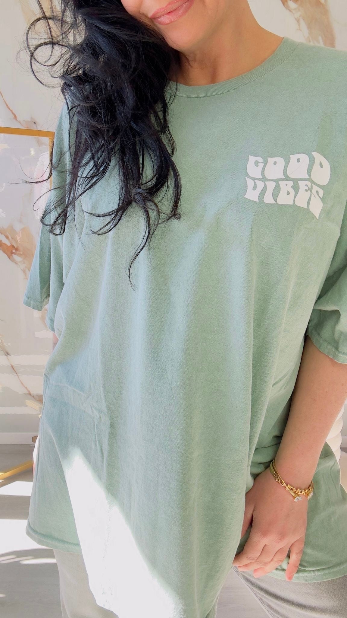 Oversized T-shirt | Good vibes | Groen