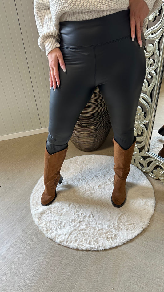 Sare | Lederlook Legging  | Zwart