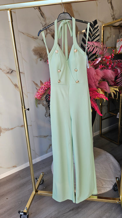 Halter Jumpsuit | met golden buttons | 4 kleuren