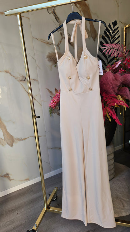 Halter Jumpsuit | met golden buttons | 4 kleuren