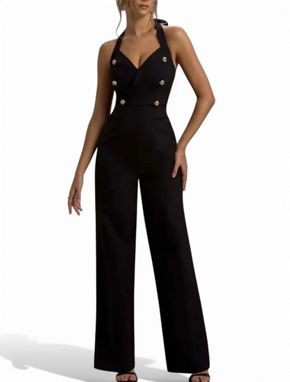 Halter Jumpsuit | met golden buttons | 4 kleuren