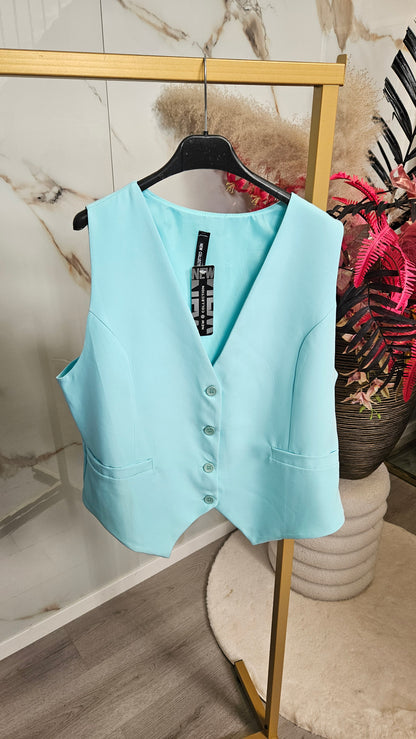 Korte Gilet | Turquoise