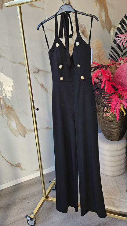 Halter Jumpsuit | met golden buttons | 4 kleuren