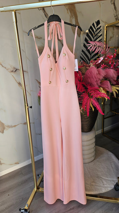 Halter Jumpsuit | met golden buttons | 4 kleuren